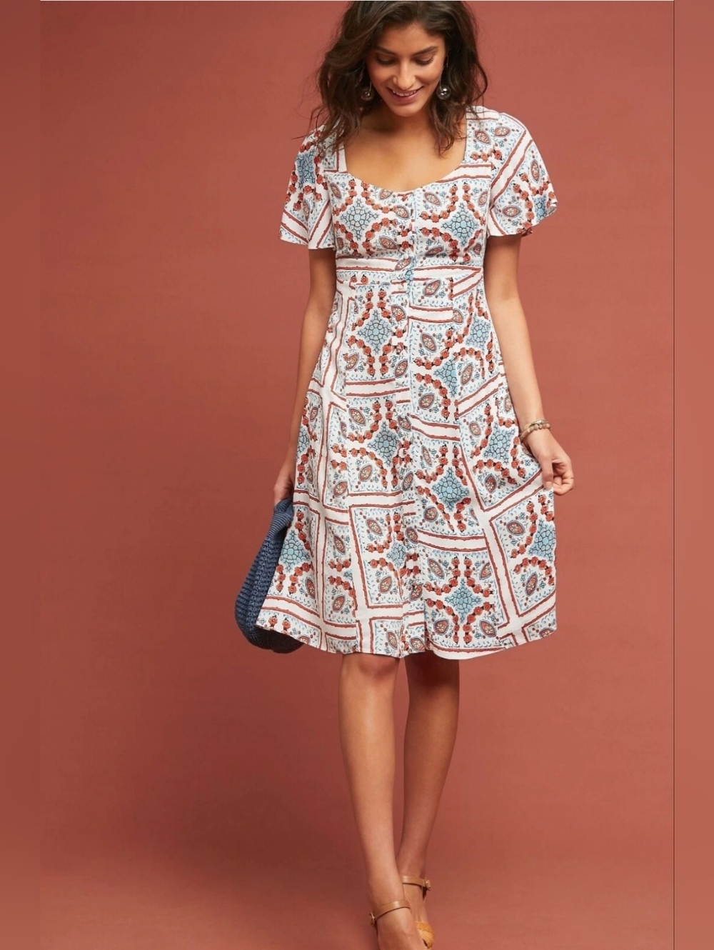 Anthropologie Maeve Praslin Floral Button Dress